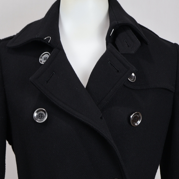 Burberry Brit Black Wool Belted Trench Coat - Picture 6 of 16
